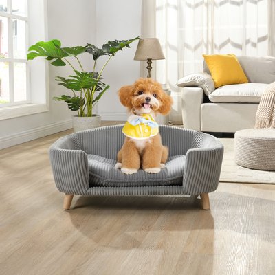 jansno jansno Elevated Corduroy Dog Bed, Gray