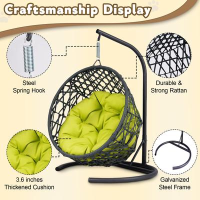 Show full view: Bencmate Rattan Wicker Egg Chair Swing Dog & Cat Bed with Stand, 19.3 x 19.3 x 28.7-in, Green slide 5 of 8