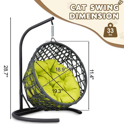 Show full view: Bencmate Rattan Wicker Egg Chair Swing Dog & Cat Bed with Stand, 19.3 x 19.3 x 28.7-in, Green slide 3 of 8