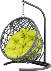 Bencmate Rattan Wicker Egg Chair Swing Dog & Cat Bed with Stand, 19.3 x 19.3 x 28.7-in, Green