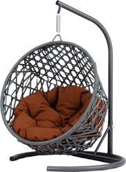 Bencmate Rattan Wicker Egg Chair Swing Dog & Cat Bed with Stand, 19.3 x 19.3 x 28.7-in, Brown