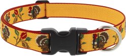 LupinePet Thanksgiving Turkeys Adjustable Dog Collar, Turkey Trot, Large: 16 to 28-in neck, 1-in wide