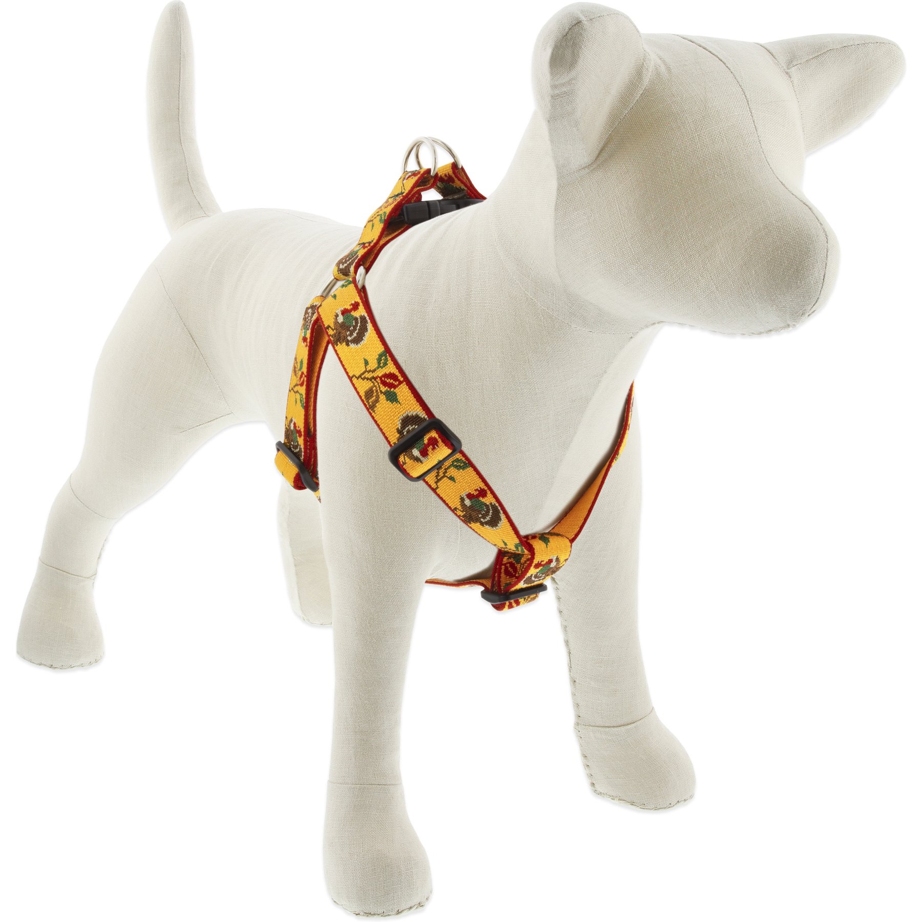 LupinePet Thanksgiving Turkeys Adjustable Step In Dog Harness, Turkey Trot, Medium: 19 to 28-in chest girth, 1-in wide