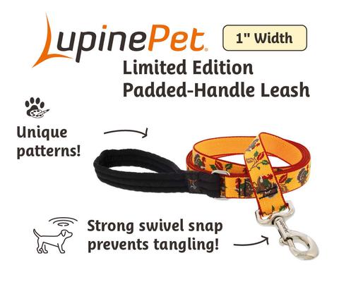 Show full view: LupinePet Thanksgiving Turkeys Padded Handle Dog Leash, Turkey Trot, Regular: 4-ft long, 1-in wide slide 2 of 5