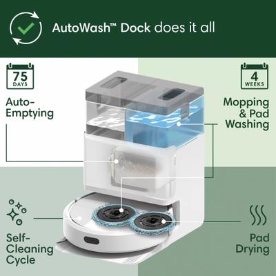 Show full view: iRobot Roomba Plus 405 Combo Robot Vacuum & Mop with AutoWash Dock, White slide 6 of 10