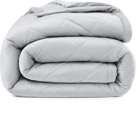 Show full view: Allisandro Diamond Quilted Reversible Velvet & Sherpa Dog Bed Blanket, Grey, Queen slide 6 of 7