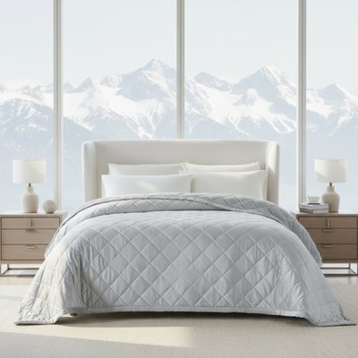 Allisandro Allisandro Diamond Quilted Reversible Velvet & Sherpa Dog Bed Blanket, Grey, King