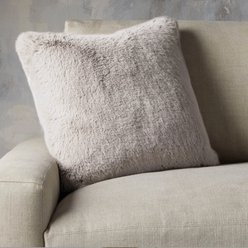 Allisandro Vegan Faux Fur Chinchilla Pillow Cover, Grey, 20 x 20-in