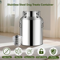 Newget Metal Stainless Steel Dog Food Storage Container with Airtight Hangable Lid, Large: 21-lb slide 2 of 7