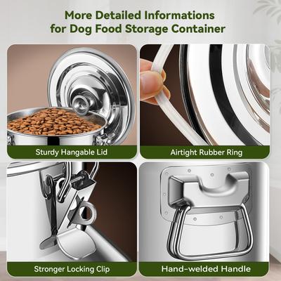 Show full view: UPSKY Airtight Hangable Lid Stainless Steel Dog & Cat Food Storage Container with Scoop, 21-lb slide 4 of 8
