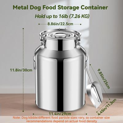Show full view: UPSKY Airtight Hangable Lid Stainless Steel Dog & Cat Food Storage Container with Scoop, 16-lb slide 2 of 7