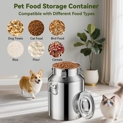 Show full view: UPSKY Airtight Hangable Lid Stainless Steel Dog & Cat Food Storage Container with Scoop, 13-lb slide 6 of 8