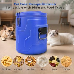UPSKY Stainless Steel & Durable Plastic Airtight Dog & Cat Food Storage Container with Lid & Scoop, Blue, 20-lb slide 2 of 7
