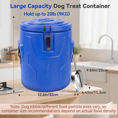 Show full view: UPSKY Stainless Steel & Durable Plastic Airtight Dog & Cat Food Storage Container with Lid & Scoop, Blue, 20-lb slide 2 of 7