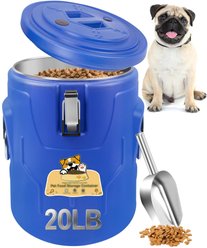 UPSKY Stainless Steel & Durable Plastic Airtight Dog & Cat Food Storage Container with Lid & Scoop, Blue, 20-lb