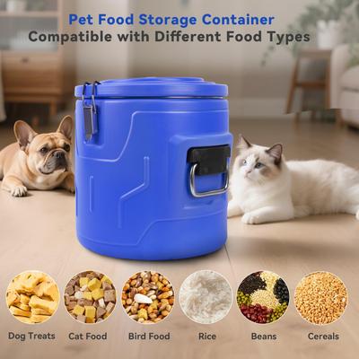 Show full view: UPSKY Stainless Steel & Durable Plastic Airtight Dog & Cat Food Storage Container with Lid & Scoop, Blue, 15-lb slide 5 of 7