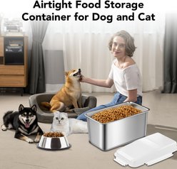 UPSKY Stainless Steel Airtight Dry Dog, Cat & Bird Seed Food Storage Container with Scoop, 16-lb, White slide 2 of 7