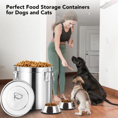 Show full view: UPSKY Stainless Steel Airtight 1 Large & 2 Small Dog & Cat Food Storage Containers with Scoop, 15-lb slide 7 of 8
