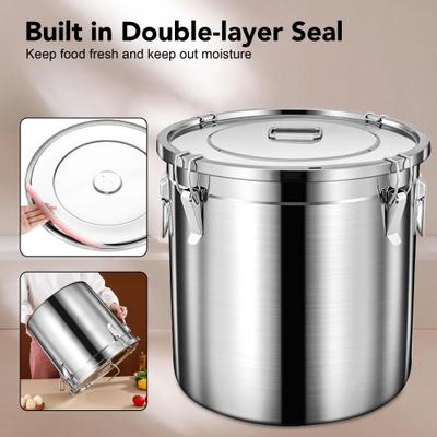 Show full view: UPSKY Stainless Steel Airtight 1 Large & 2 Small Dog & Cat Food Storage Containers with Scoop, 15-lb slide 5 of 8