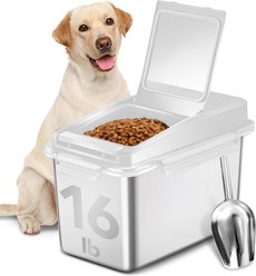 UPSKY Stainless Steel Airtight Dry Dog, Cat & Bird Seed Food Storage Container with Scoop, 16-lb, White slide 1 of 7