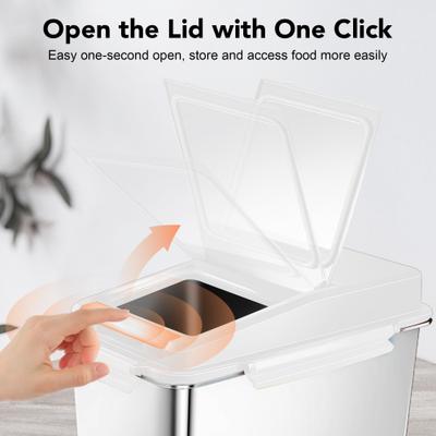 Show full view: UPSKY Stainless Steel Airtight Dry Dog, Cat & Bird Seed Food Storage Container with Scoop, 16-lb, White slide 3 of 7