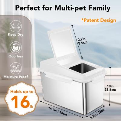 Show full view: UPSKY Stainless Steel Airtight Dry Dog, Cat & Bird Seed Food Storage Container with Scoop, 16-lb, White slide 2 of 7
