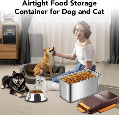 Show full view: UPSKY Stainless Steel Airtight Dry Dog, Cat & Bird Seed Food Storage Container with Scoop, 16-lb, Brown slide 7 of 7