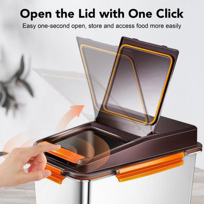 Show full view: UPSKY Stainless Steel Airtight Dry Dog, Cat & Bird Seed Food Storage Container with Scoop, 16-lb, Brown slide 3 of 7