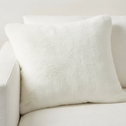 Allisandro Vegan Faux Fur Chinchilla Pillow Cover, White, 20 x 20-in