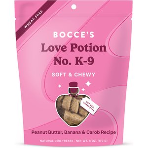 Bocce's Bakery Love Potion No. K-9 Peanut Butter, Banana & Carob Flavor Soft & Chewy Dog Treats, 6-oz bag