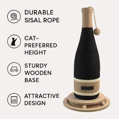 Show full view: NonoPets Champagne Bottle 24.8-in Hemp Cat Scratching Post, Without Ball Tunnel slide 6 of 10