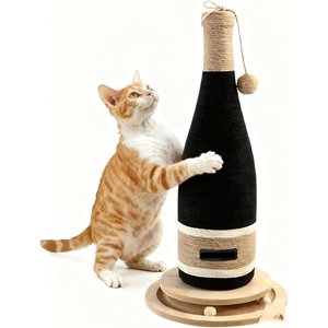 NonoPets Champagne Bottle 24.8-in Hemp Cat Scratching Post, Without Ball Tunnel