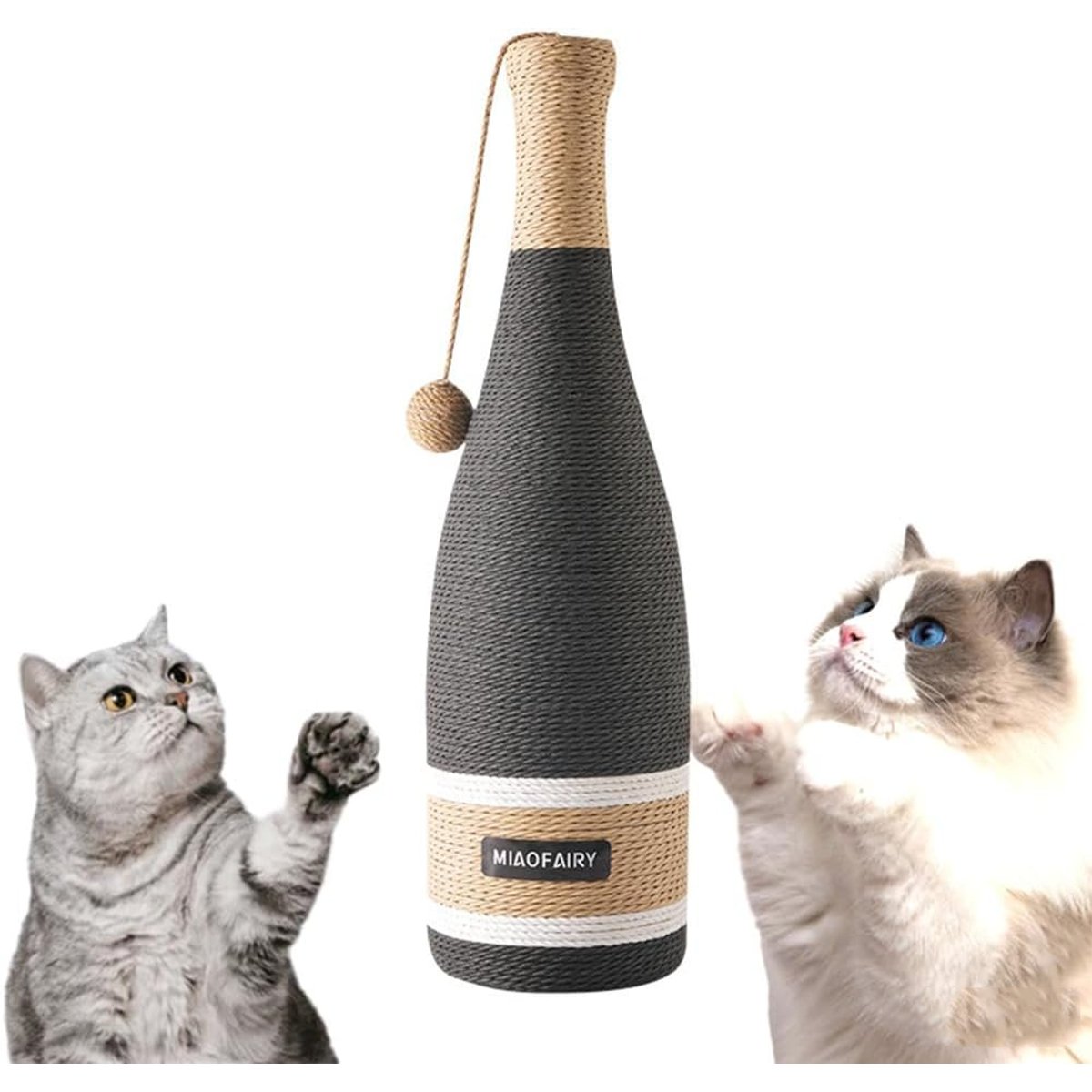 NonoPets Champagne Bottle 24.8-in Hemp Cat Scratching Post, Without Ball Tunnel
