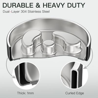 Show full view: Feedoo Double-Wall Non-Skid Stainless Steel Slow Feeder Dog Bowl, Small: 1-cup slide 5 of 9