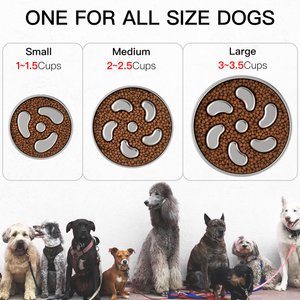 Feedoo Double-Wall Non-Skid Stainless Steel Slow Feeder Dog Bowl, Medium: 1.8-cup