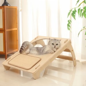 NonoPets 2-in-1 Wooden Cat Lounge with Acrylic Cat Bed & Scratch Board, 25.5-in
