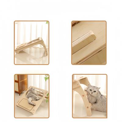 Show full view: NonoPets 2-in-1 Wooden Cat Lounge with Acrylic Cat Bed & Scratch Board, 25.5-in slide 4 of 6