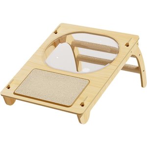 NonoPets 2-in-1 Wooden Cat Lounge with Acrylic Cat Bed & Scratch Board, 25.5-in