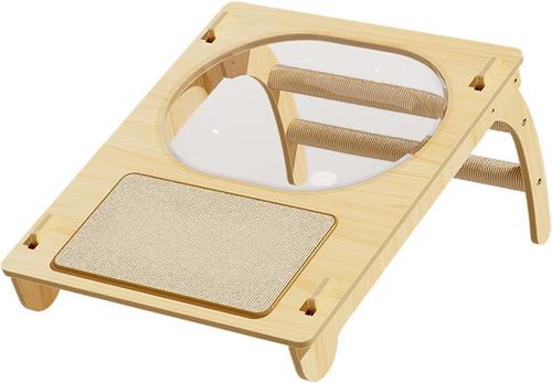 Show full view: NonoPets 2-in-1 Wooden Cat Lounge with Acrylic Cat Bed & Scratch Board, 25.5-in slide 5 of 6