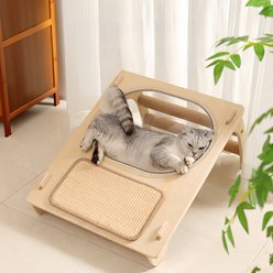 NonoPets 2-in-1 Wooden Cat Lounge with Acrylic Cat Bed & Scratch Board, 25.5-in