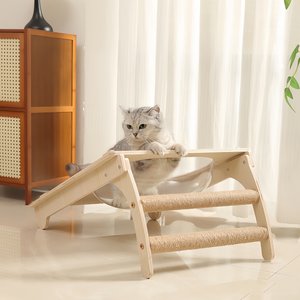 NonoPets 2-in-1 Wooden Cat Lounge with Acrylic Cat Bed & Scratch Board, 25.5-in