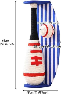 Show full view: NonoPets Baseball Bat 24.8-in Hemp Cat Scratching Post with Ball Toy slide 7 of 7