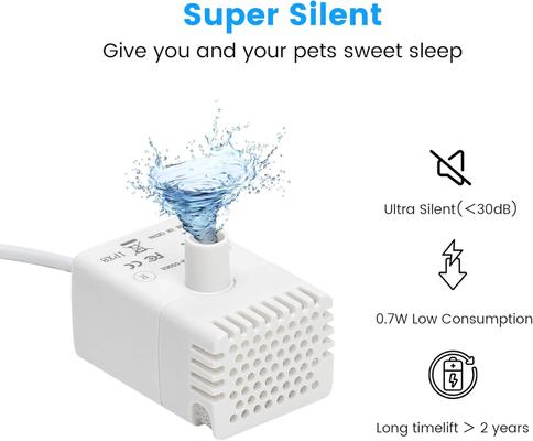 Show full view: EOX Cat Fountain Replacement Pump, Compatible with EOX Ceramic & Plastic Cat Fountains, White, Small slide 4 of 5