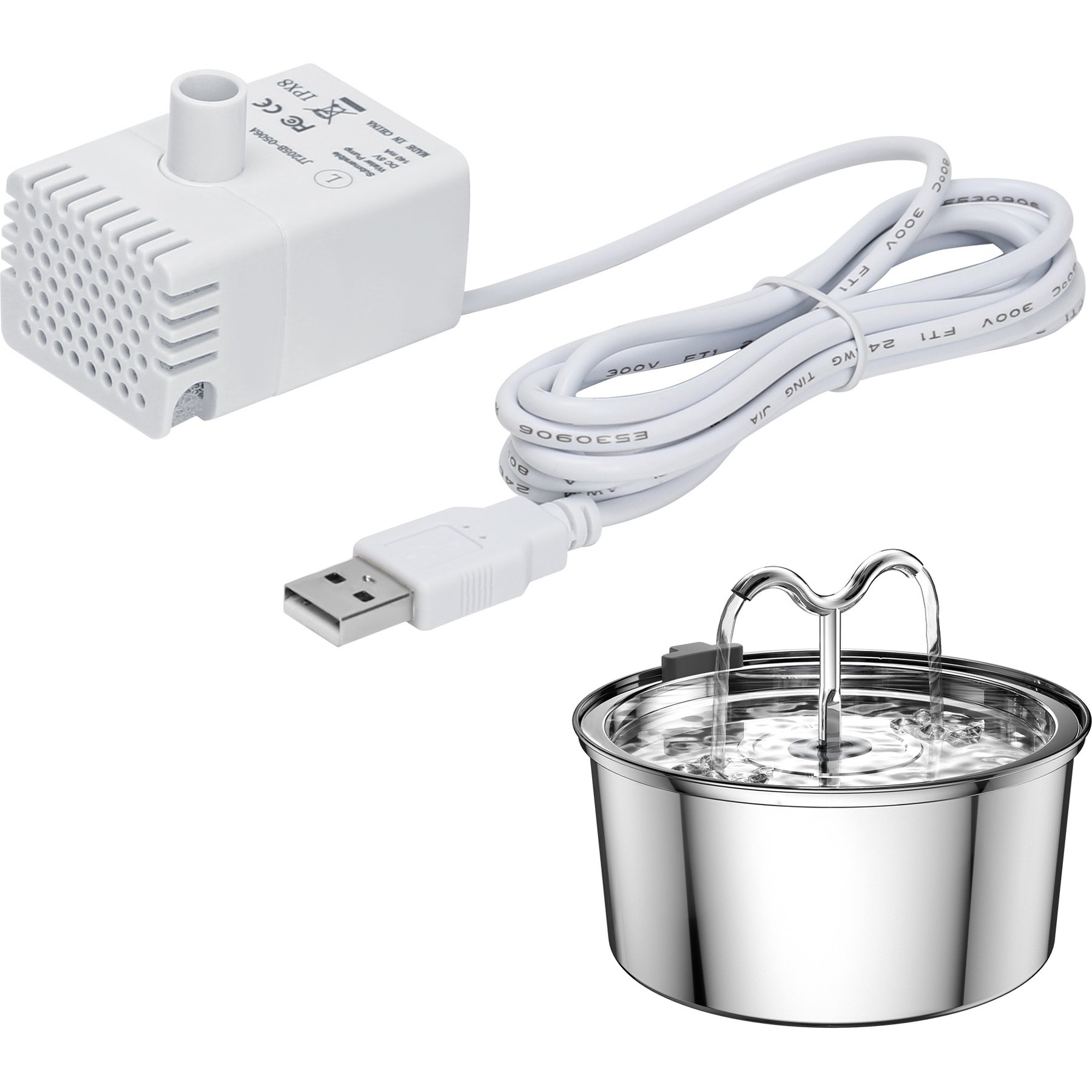 EOX Cat Fountain Replacement Pump, Compatible with EOX Stainless Steel Cat Fountains, White, Small