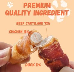Pawmate Chicken & Duck Wrapped Beef Cartilage Dog Chews, 11-oz bag slide 2 of 9