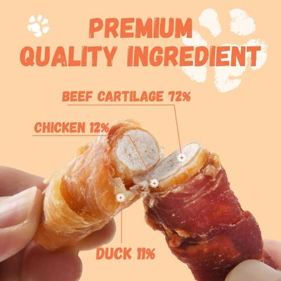 Show full view: Pawmate Chicken & Duck Wrapped Beef Cartilage Dog Chews, 11-oz bag slide 3 of 10