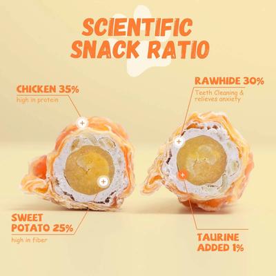 Show full view: Pawmate Chicken Jerky & Sweet Potato Rawhide Dog Chews, 11-oz bag, 6 count slide 4 of 10