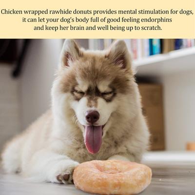 Show full view: Pawmate Chicken Wrapped Rawhide Donuts Dog Chews, 11-oz bag, 4 count slide 7 of 8