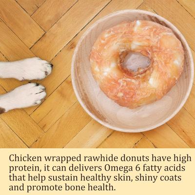 Show full view: Pawmate Chicken Wrapped Rawhide Donuts Dog Chews, 11-oz bag, 4 count slide 8 of 8