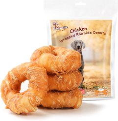 Pawmate Chicken Wrapped Rawhide Donuts Dog Chews, 11-oz bag, 4 count